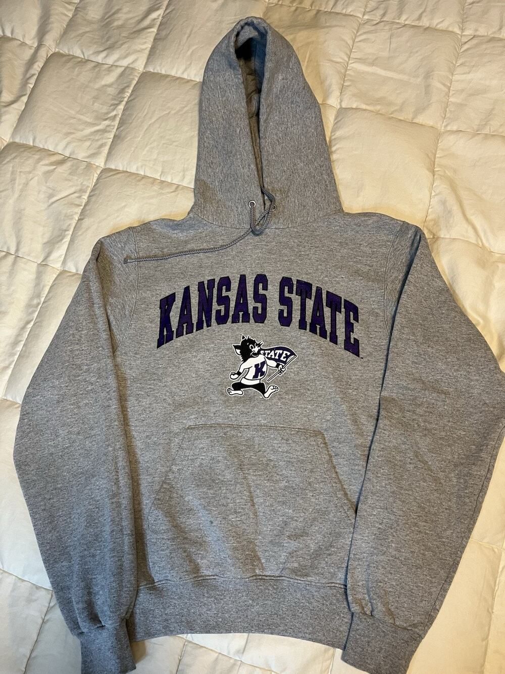 Kansas State Wildcats Champion Hoodie X Small Gray Pullover Unisex
